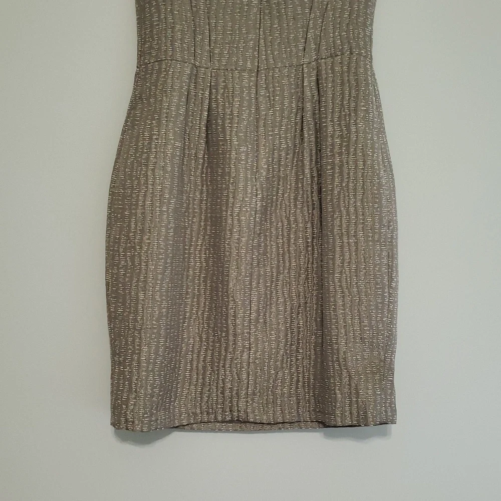 Helene Berman London Sheath Dress 10 Taupe V-Back Wedding Guest Cocktail Event